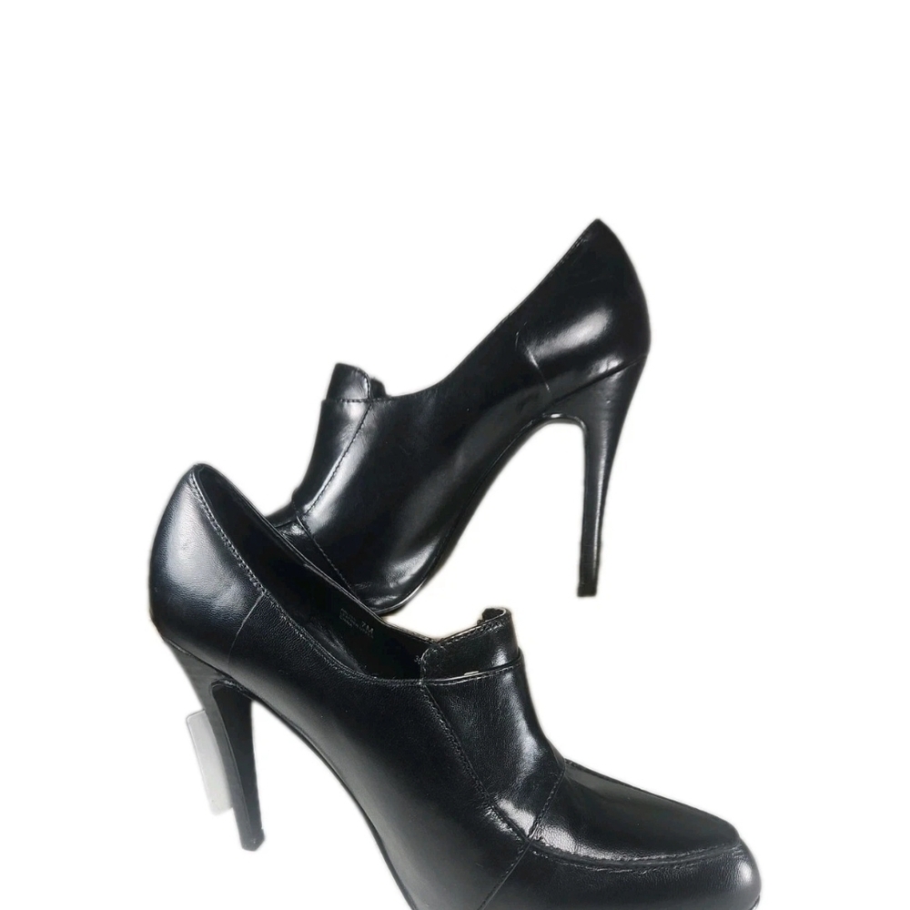 Chinese Laundry Blk Leather Side Zip 4" Stiletto Pump Sz7M  Siren Vamp Mob[6B